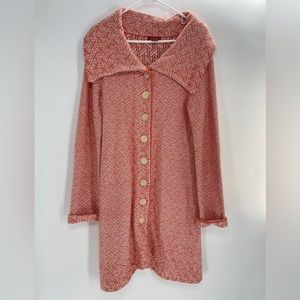 Sundance Catalog Knit Danika Sweater Coat Size Medium Orange White